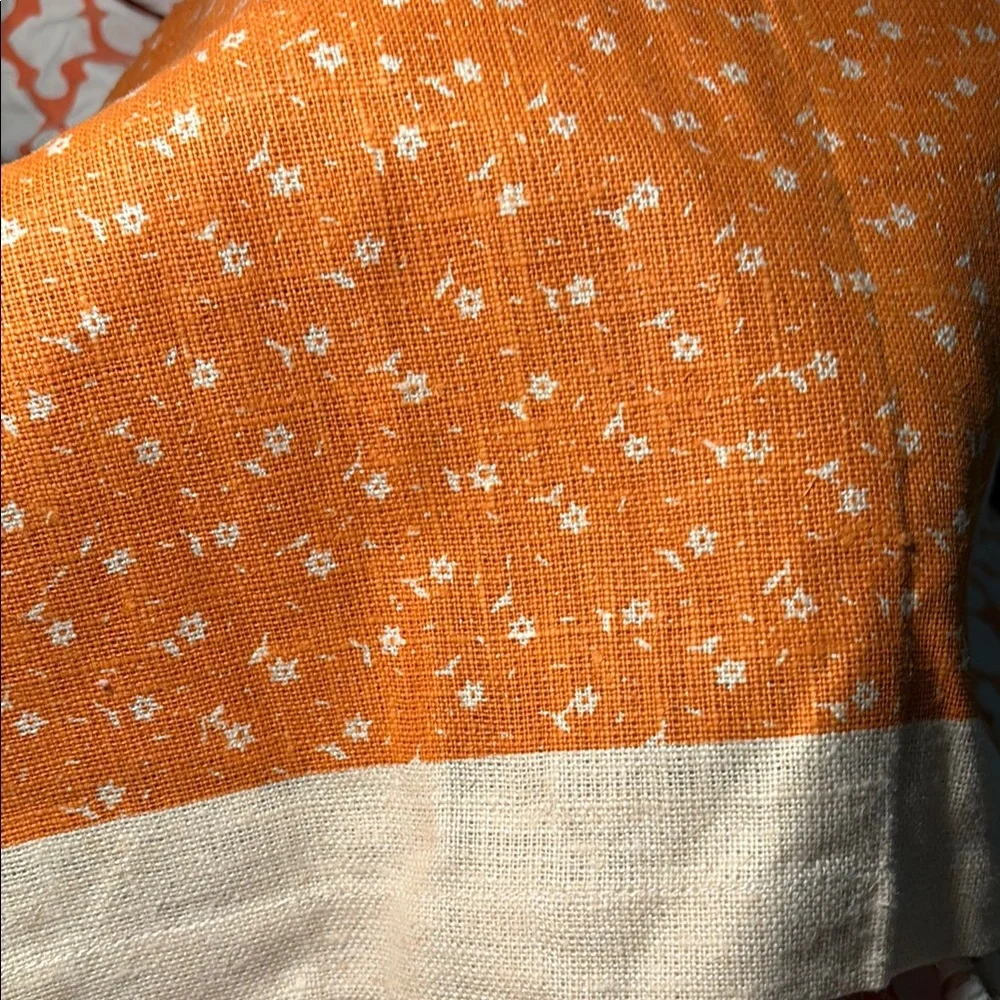 Pure Linen‎ Sheep Design Tea Towel - Orange and Green 100